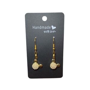 Handmade Gold and Pearl Mouse Earrings